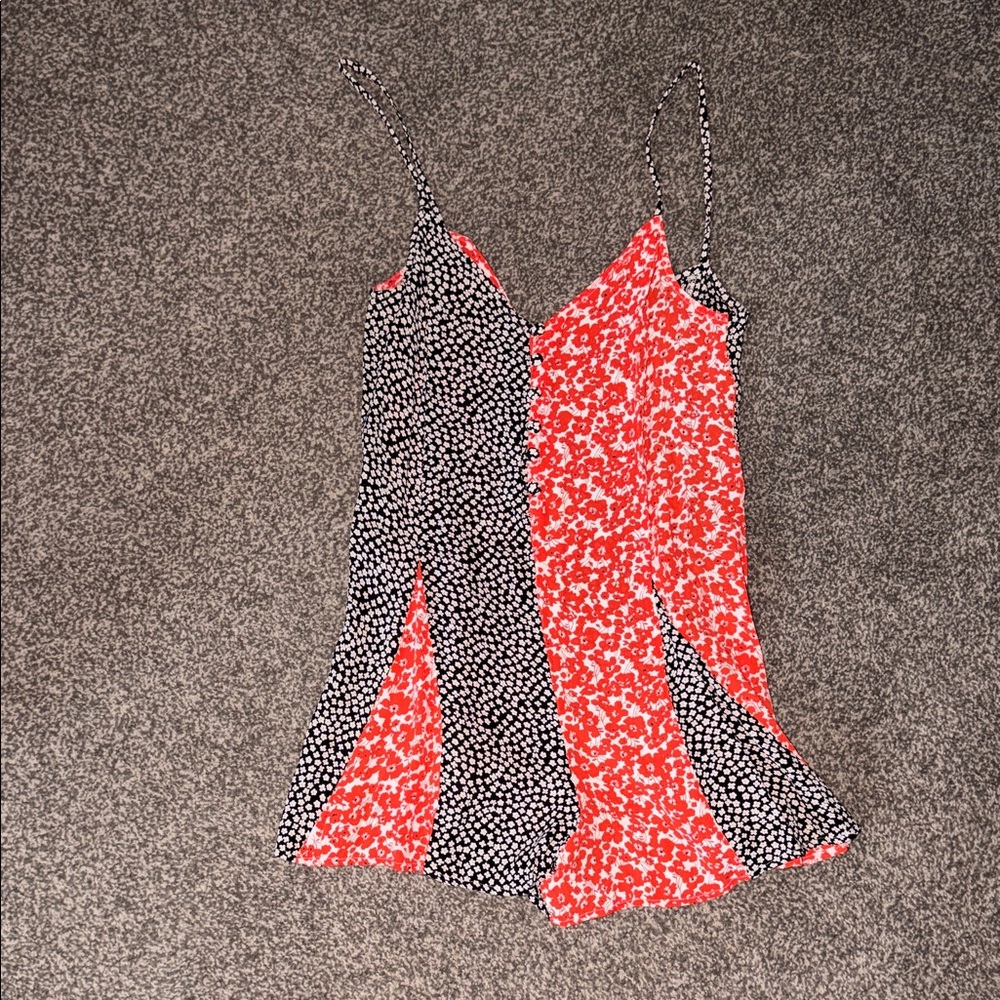 Topshop Red and Black Patterned Dress